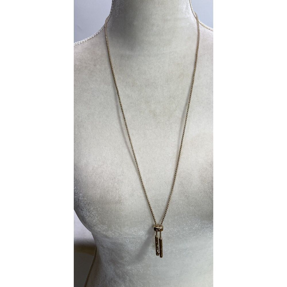 NEW Tassel Pendant Gold Tone 16"‎ Chain Necklace marked KC Rhinestone